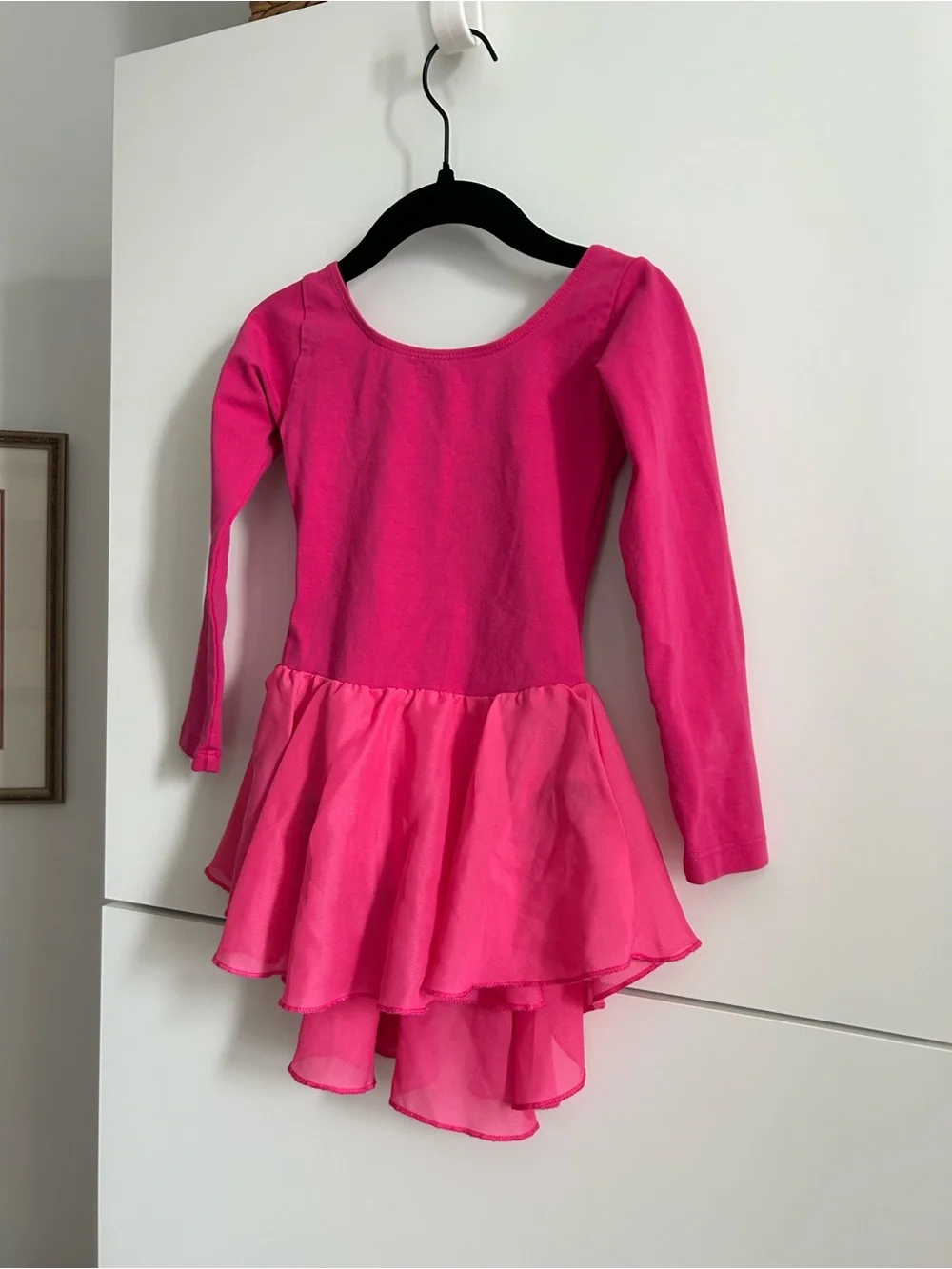 Girls Dark Pink Long Sleeve Dance Practice Dress - Size 120 (6/7)